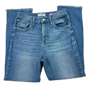 Junior Black Daisy Bella Hi-Rise Straight Crop Raw Hem Jeans Size 0